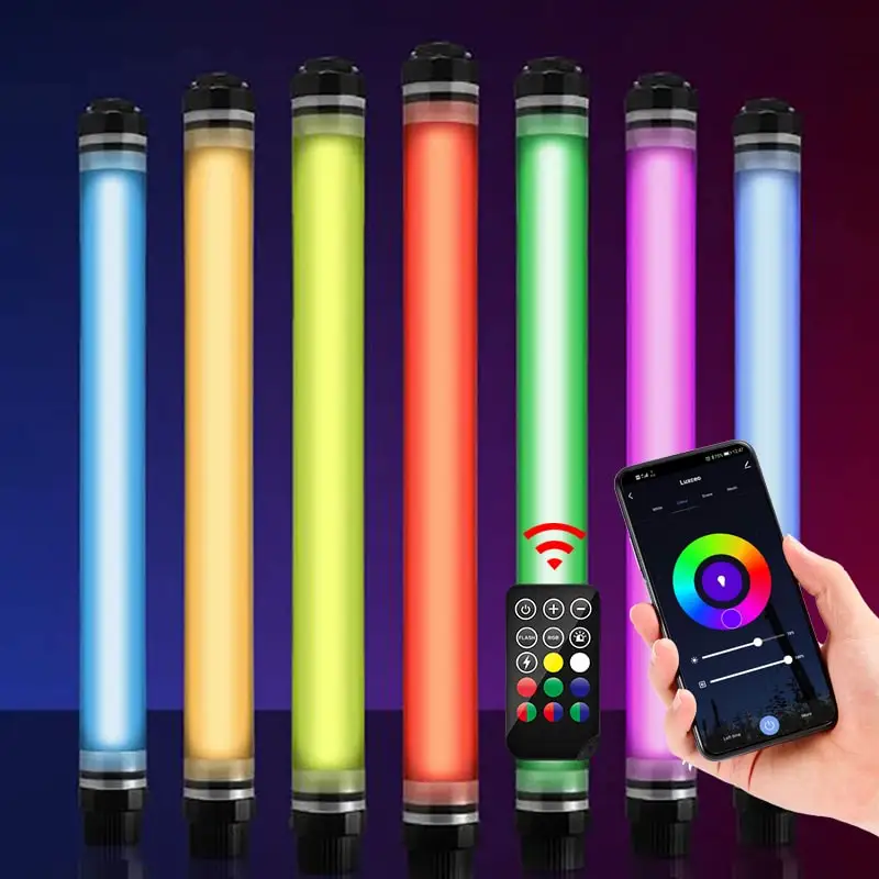 LUXCEO RGB Light Wand LED Video Photography Tube Lamp- Full Color IP68 Waterproof Dimmable Studio Outdoor Lighting