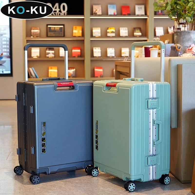 KO-KU Luggage Female New Large capacity Wide Trolley Suitcase Male Students 20/22/24/26 Inch Universal Wheel Aluminium Frame Box