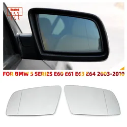 Espelho retrovisor aquecido do lado esquerdo e direito, vidro, ângulo amplo retrovisor, BMW Série 5, E60, E61, E63, E64, 2003-2008