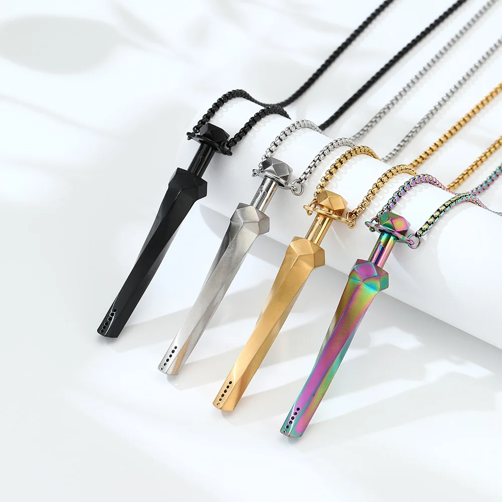 Multi-functional Mindful Breathing Pendants Necklace Alleviate Anxiety Stainless Steel Geometric Rotation Perfume Diffuser