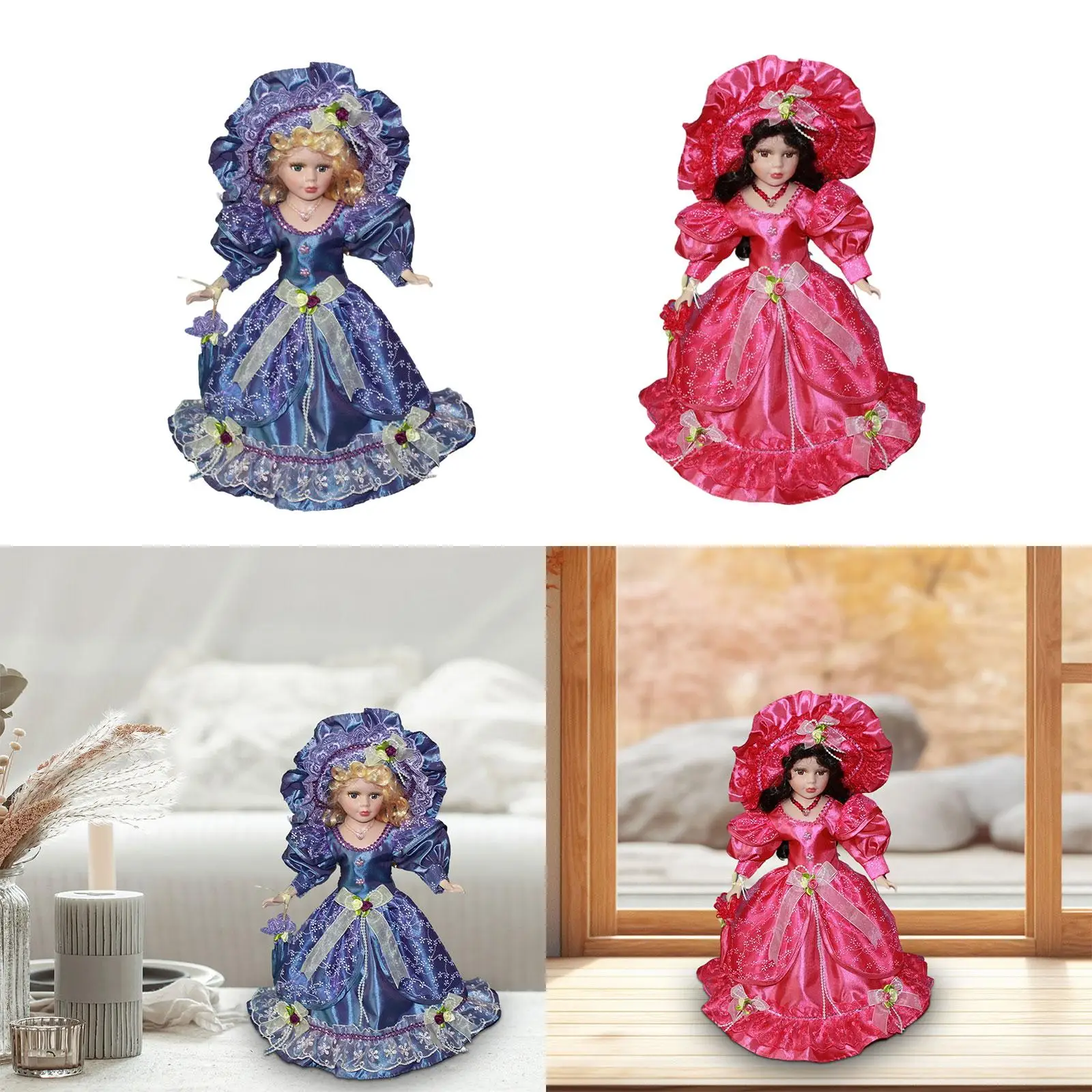 Dollhouse de porcelana em miniatura para meninas, decoração da casa de bonecas, enfeite para casa, presente de aniversário 40cm