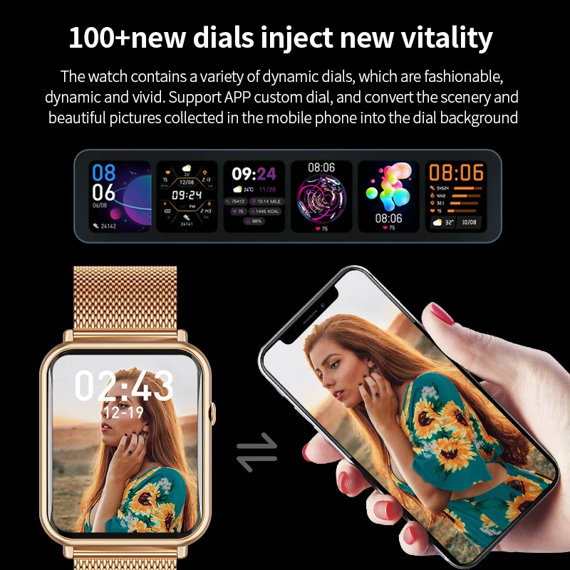 Lige-reloj inteligente deportivo con Bluetooth para mujer, accesorio de pulsera resistente al agua con control de temperatura corporal, llamadas, 2023