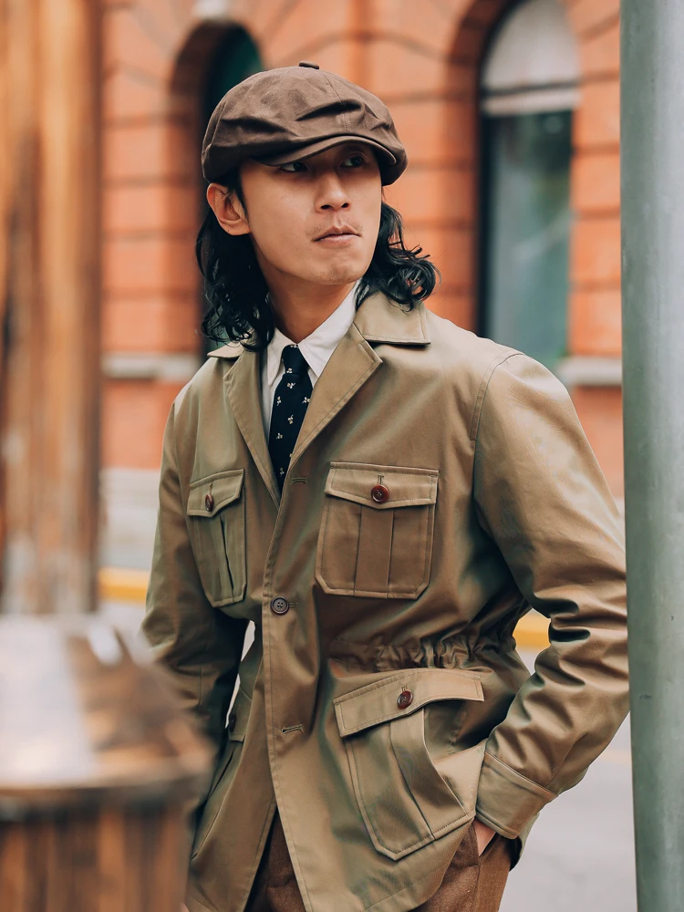 

Retro American Sle Windproof Waterproof Cotton Sari Jaet Men's Hunting Coat Spring Autumn Faion Urban Youth Outerwear