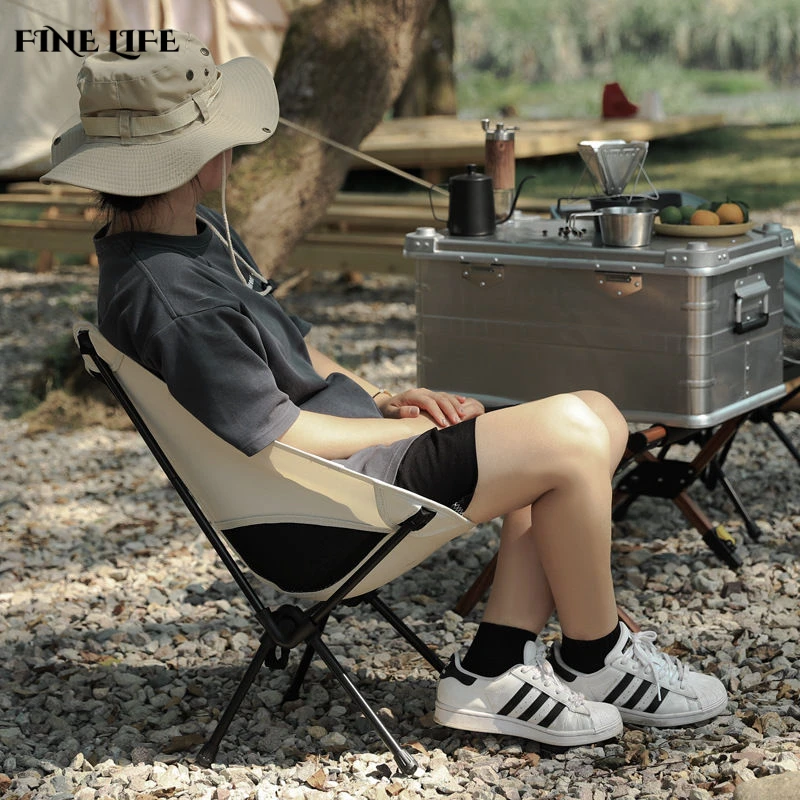 Outdoor Big Feet Moon Chair Portable Breathable Folding Chair Beach Chair Anti-Collapse Leisure Chair