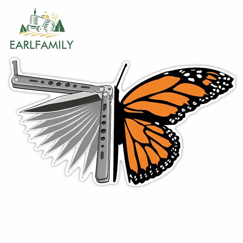 

EARLFAMILY 13 см x 7,4 см для бабочки, ножа, бампера, наклейки на автомобиль, солнцезащитные наклейки, виниловый материал, защита двери автомобиля, декор
