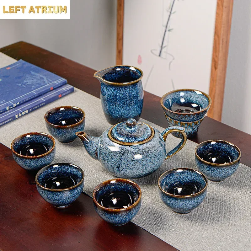 New Creative Kiln Transformation Building Cup Gulong Brushed Tea Set Kung Fu Ceramic Teapot Teacup