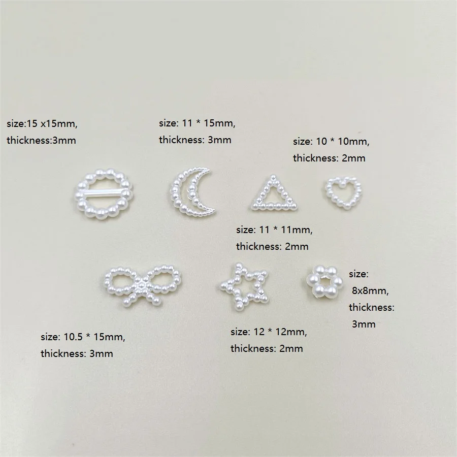 모조 진주 할로우 하트 스타 플라워 비즈, 주얼리 제작, DIY 공예 머리핀 재료, 8-15mm 40 개/팩