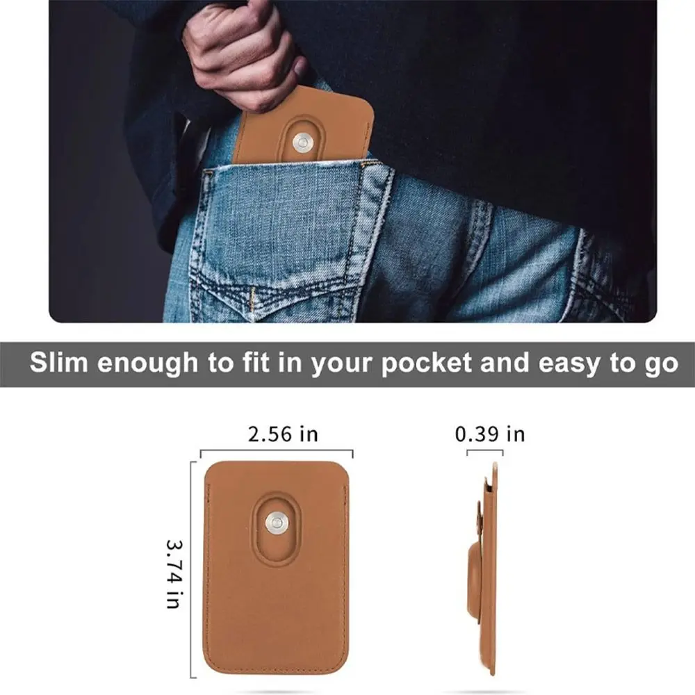 Universal RFID Blocking Magnetische Karte Halter PU Leder Sicherheit Brieftasche Stehen Anti-diebstahl Telefon Karte Tasche für Airtag halter – Detail 1