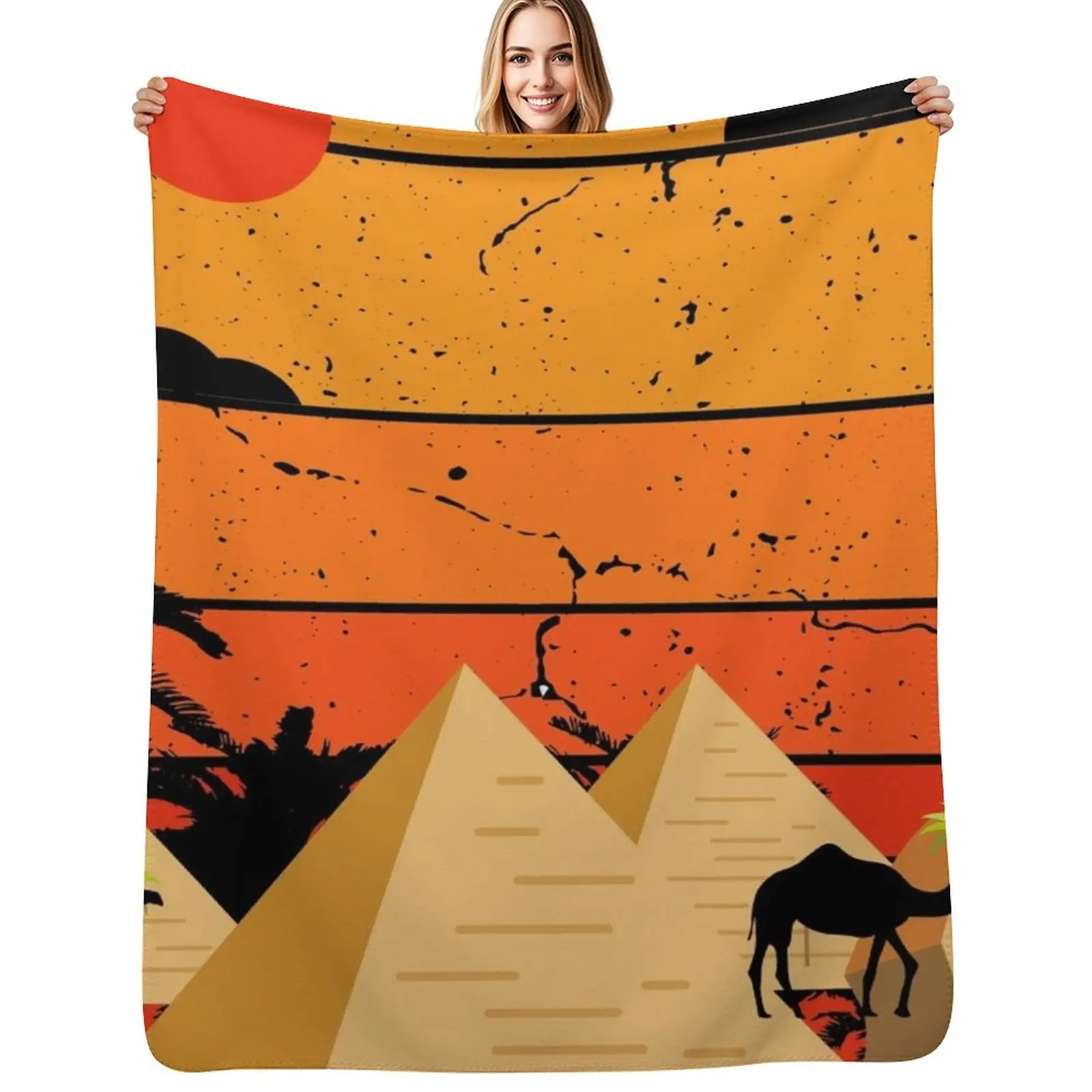 

Pyramids Retro Vintage Design Throw Blanket Summer for babies Flannel Fabric Luxury St Blankets