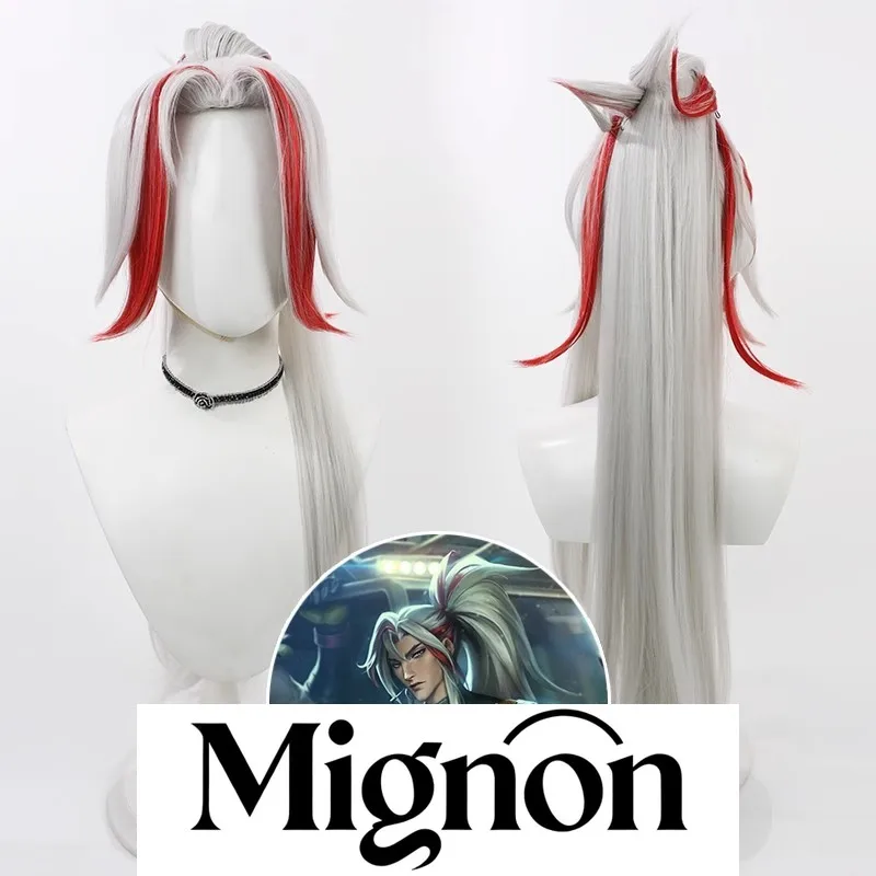 

Парик для косплея Boyband HEARTSTEEL Yone, белый высокий хвост, пик Вдова