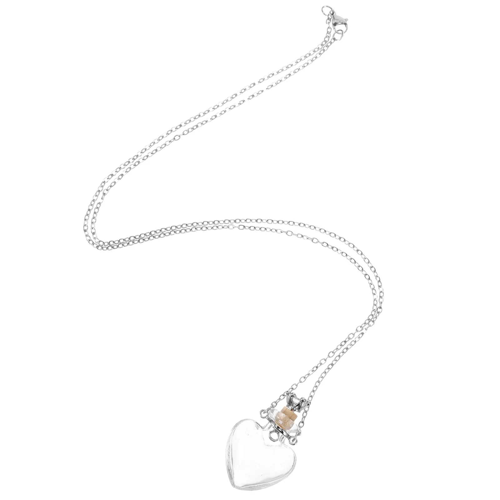 

Unique Transparent Heart Vial Necklace Titanium Steel Essential Oil Perfume Bottle Pendant Necklace for Women Unique Jewelry