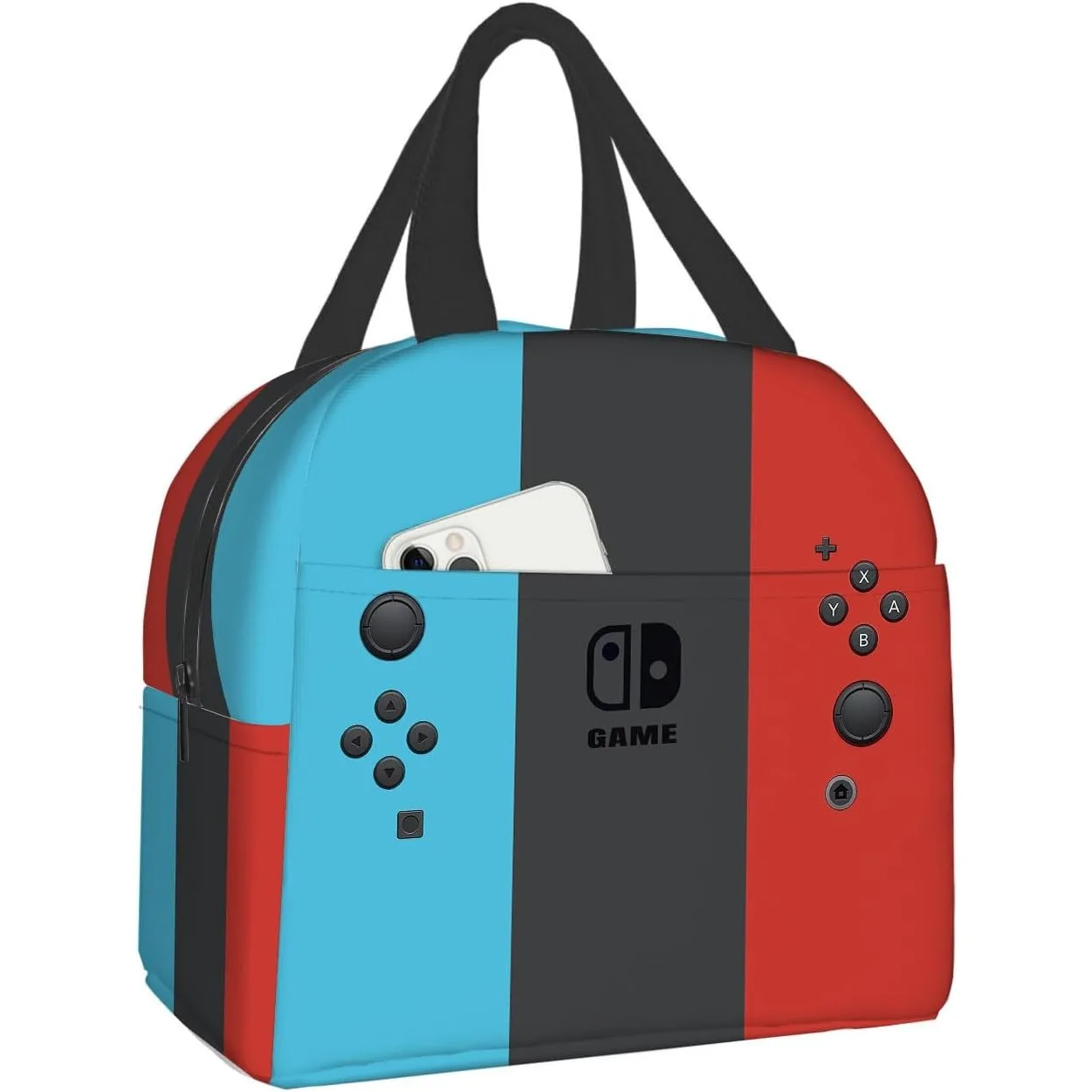 Game Lunch Bag Gamepad Insulated Reusable Lunch Tote Bag Large Capacity Bag for Work Office Picnic Travel