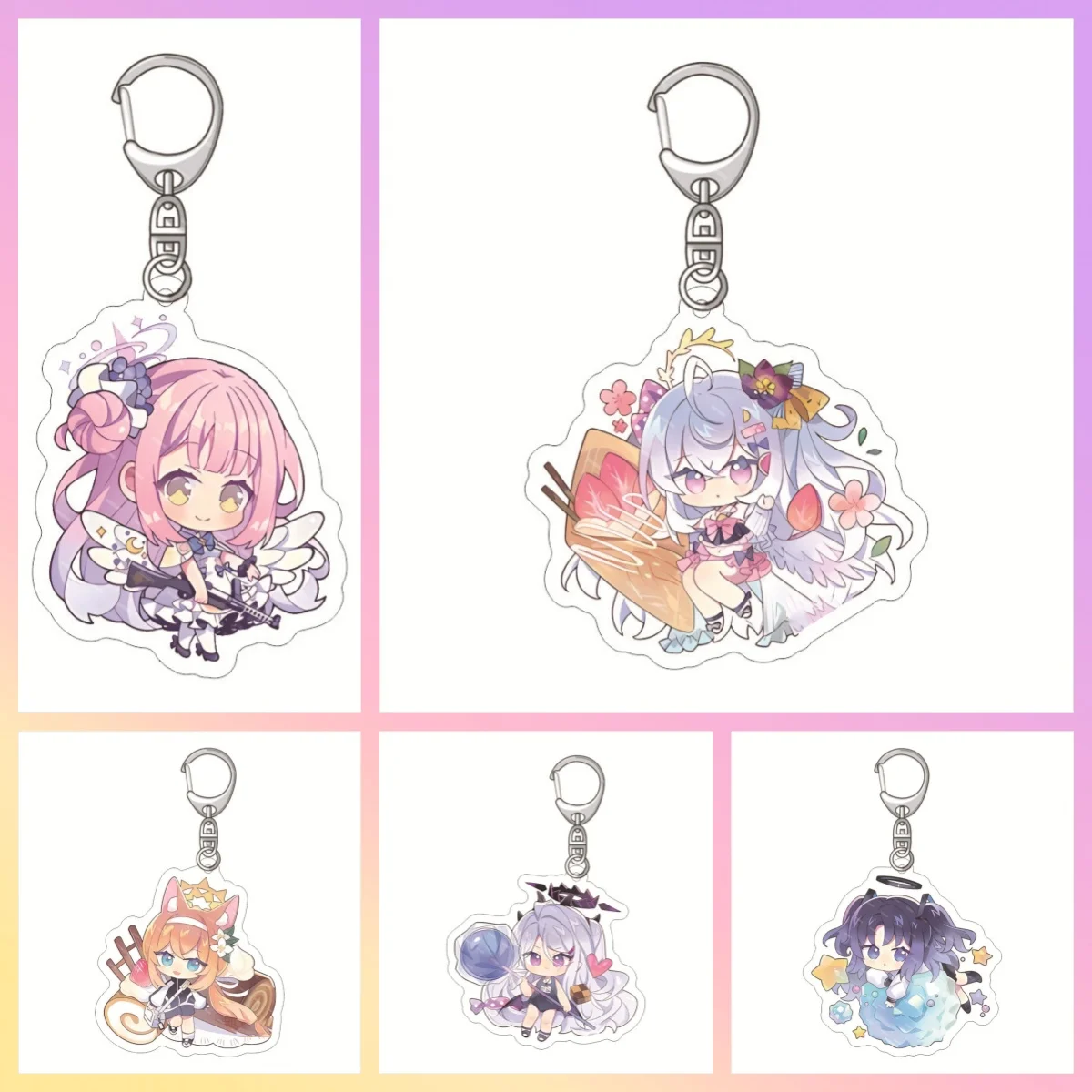 Anime Blue Archive Kuda Izuna  Acrylic Figures Keychain Cartoon Cute Shirasu Azusa Bag Pendant Chaveio Women Decoratve trinket