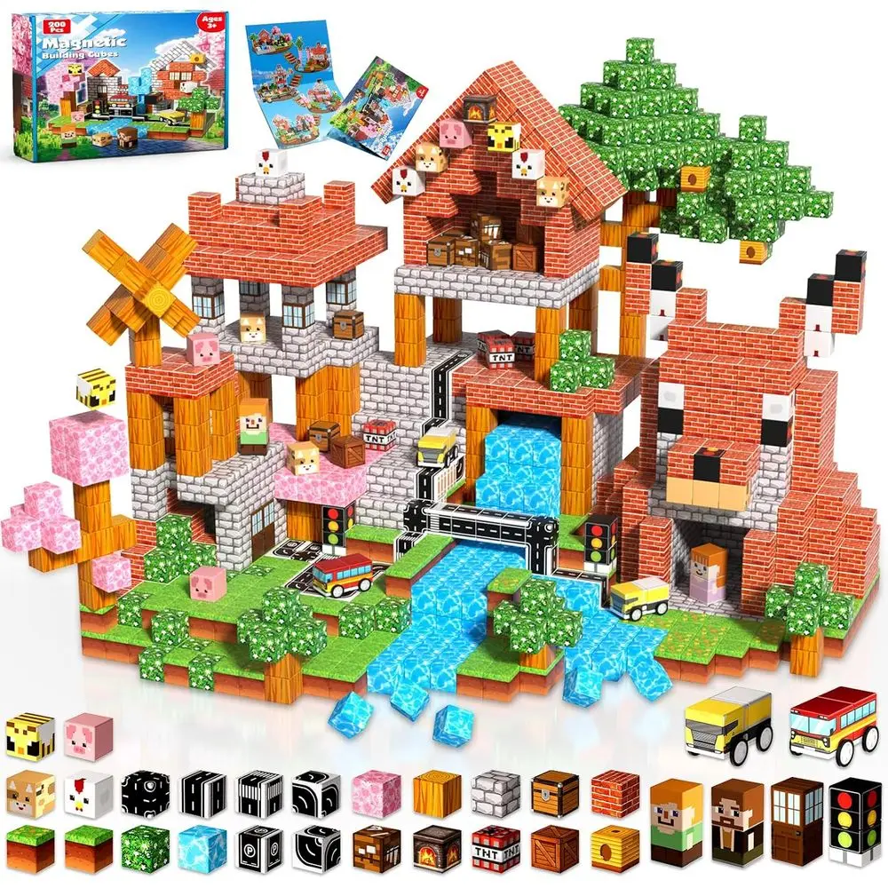 

Magnetic Building Blocks Set - 200 Pieces, Educational Magnet Toys for Kids Aged 3+, Ideal Gift for Boys and Girls, Ages 4-12