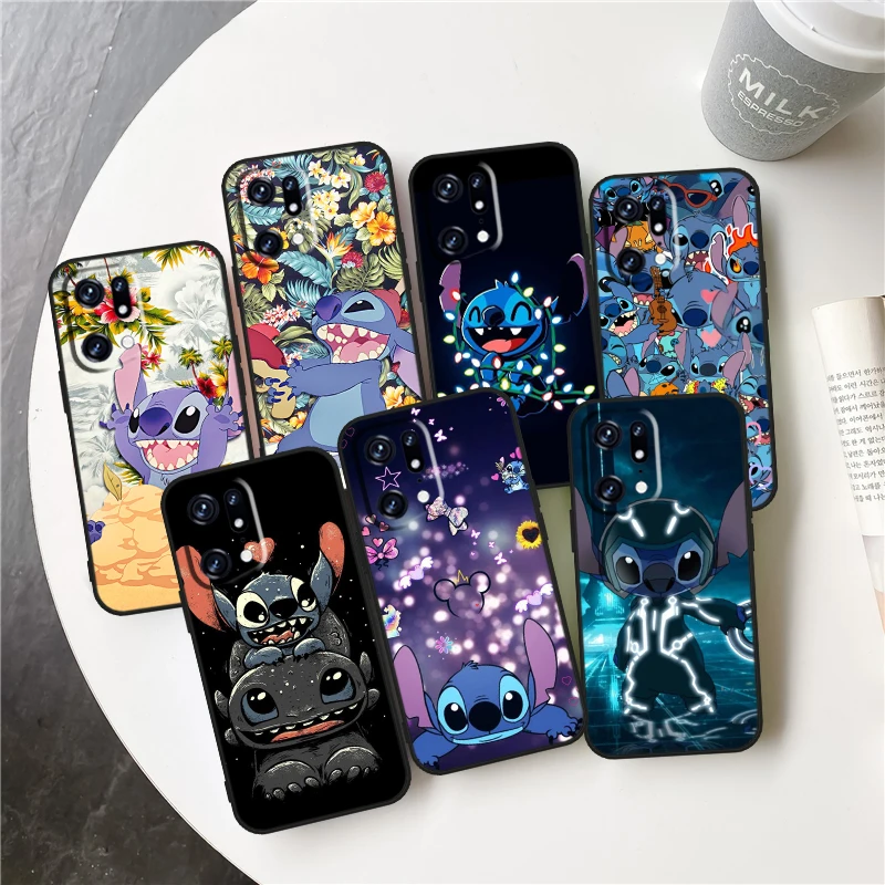 Lilo And Stitch For OPPO Find X5 X3 X2 Neo Lite Reno 9 8 7 7Z 7SE 6 5 Pro 4G 5G Silicone Black Phone Case Coque Capa Fundas