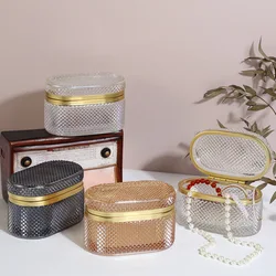 Simple modern relief transparent glass jewelry storage box Home dust box with cover jewelry storage display box