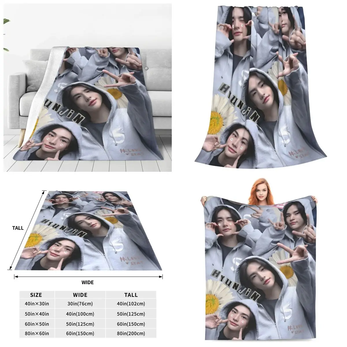 KPOP Hwang HyunJin blankets Warm Flange blankets Soft and comfortable blanket picnic blanket birthday gift
