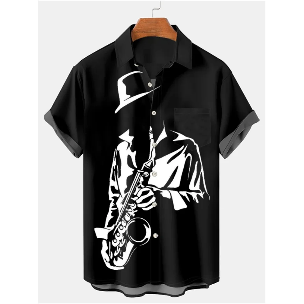 Music Guitar 3d Print Men's Casual Shirt Hawaiian Shirt Men Summer Casual Short Sleeved Shirt For Men Clothing Breathable Shirts