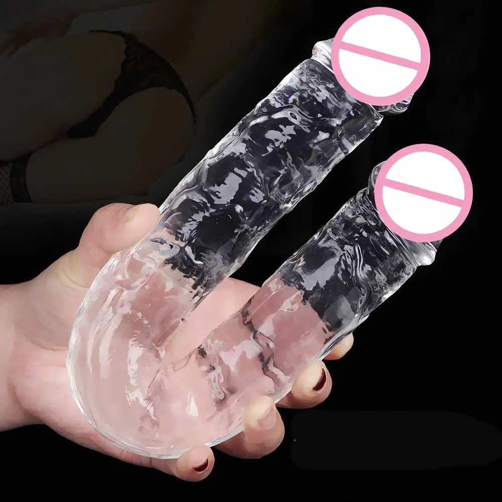 Doppelseitige Realistische Flexible Klar Gelee Dildos, doppelseitige Lesben Anal Spielen G-spot Stimulator Sex Spielzeug für Frauen Männer Paar