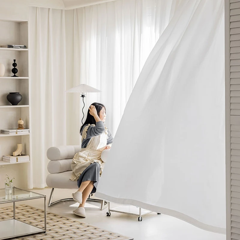 High Quality White Solid Tulle Curtains For Living Room Window Home Decor Bedroom Thick Curtains Ready-made Cortinas Drapes
