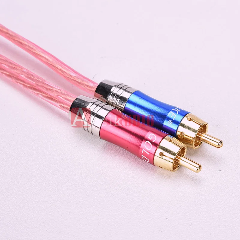 A099 1Pair HIFI RCA To Banana 4N OFC Speaker Cable Audio Cable / 0.5m 1m 1.5m 2m 3m 5m