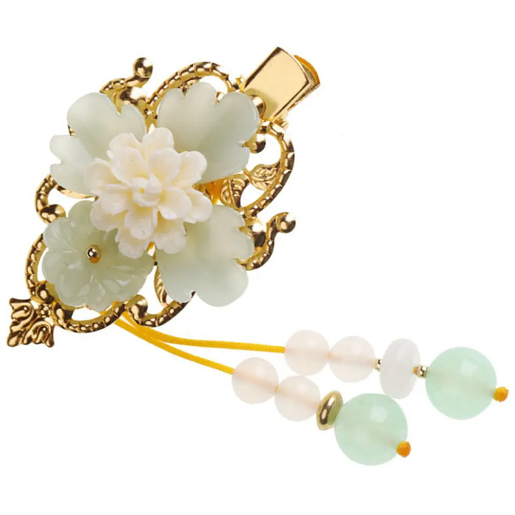 

Glass Flower Hair Clips Tassel Vintage Hairpins Classic Chinese Hair Accessories for Weddings Parties Daily Decoration