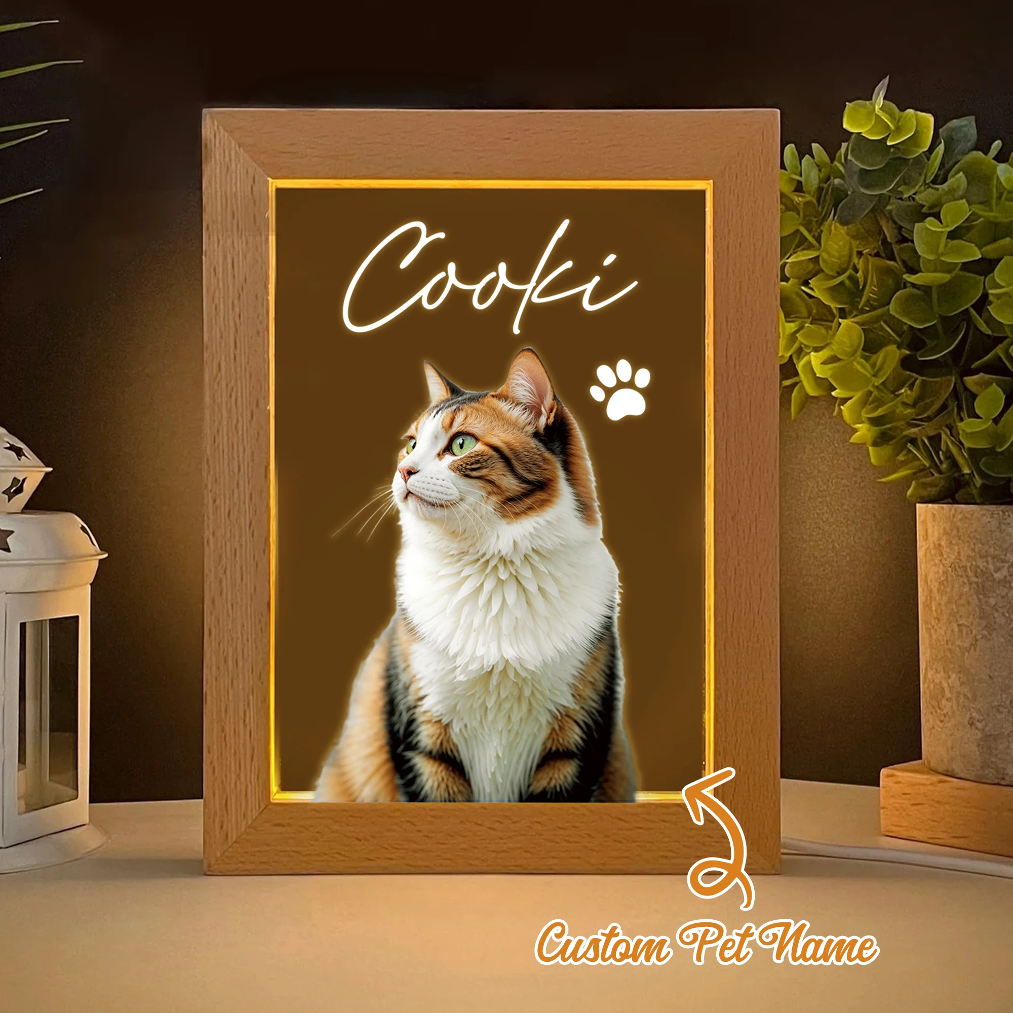 

Customized Exclusive Kitten Name LED Night View Photo Frame Personalized Gift Family Living Room Bedroom Dining Room Home
