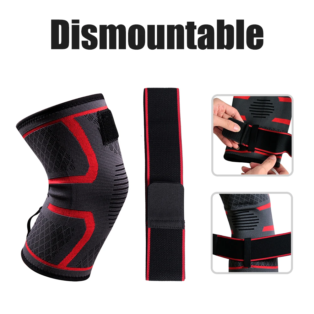 1Pcs Adjustable Compression Knee Sleeve Women Men Sports Knee Support Patella Stabilizer Runner Knee Brace Workout Pain Relief