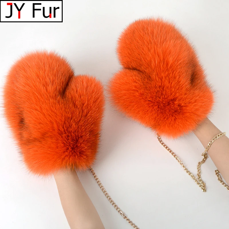 

Hot Sale Winter Women Natural Real Fox Fur Gloves Warm 100% Genuine Fox Fur Mittens Girl Fashion Luxur Real Fox Fur Glove