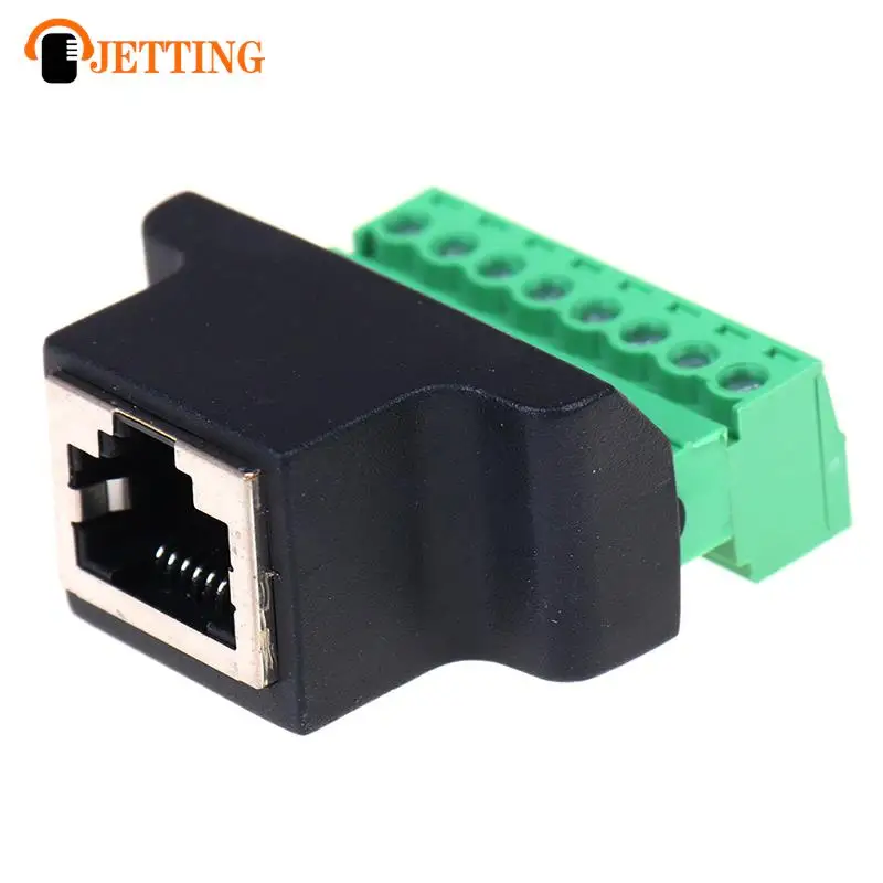 1pc RJ45 Female to Screw Terminal 8 Pin Connector Ethernet Cable Extender Adapter Computer Related Connection and Connectors