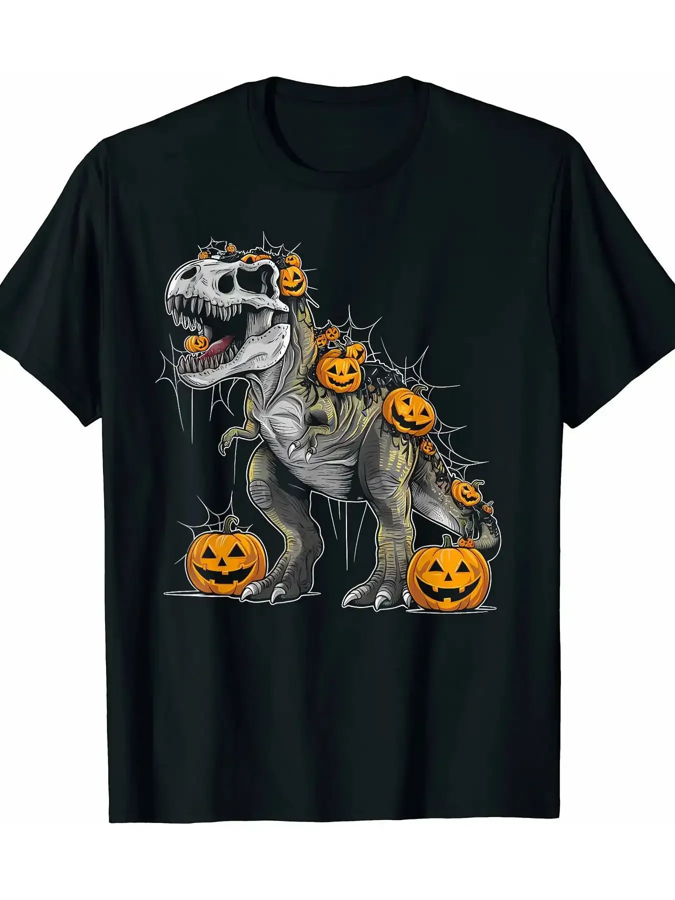 Halloween T-shirt Dinosaur Tyrannosaurus Pumpkin Horror Party Costume T-shirt 200g