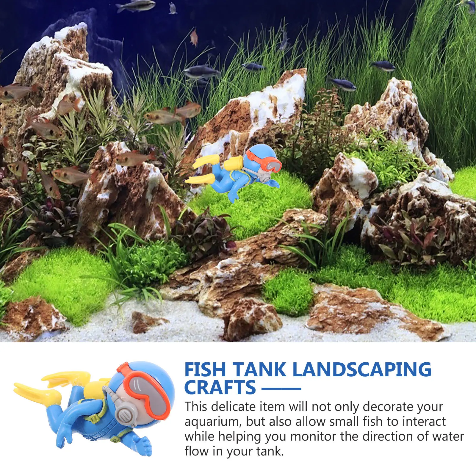 

Cartoon Diver Aquarium Decoration Resin Floating Aquarium Diver Ornament Fish Tank Accessories Interactive Decor