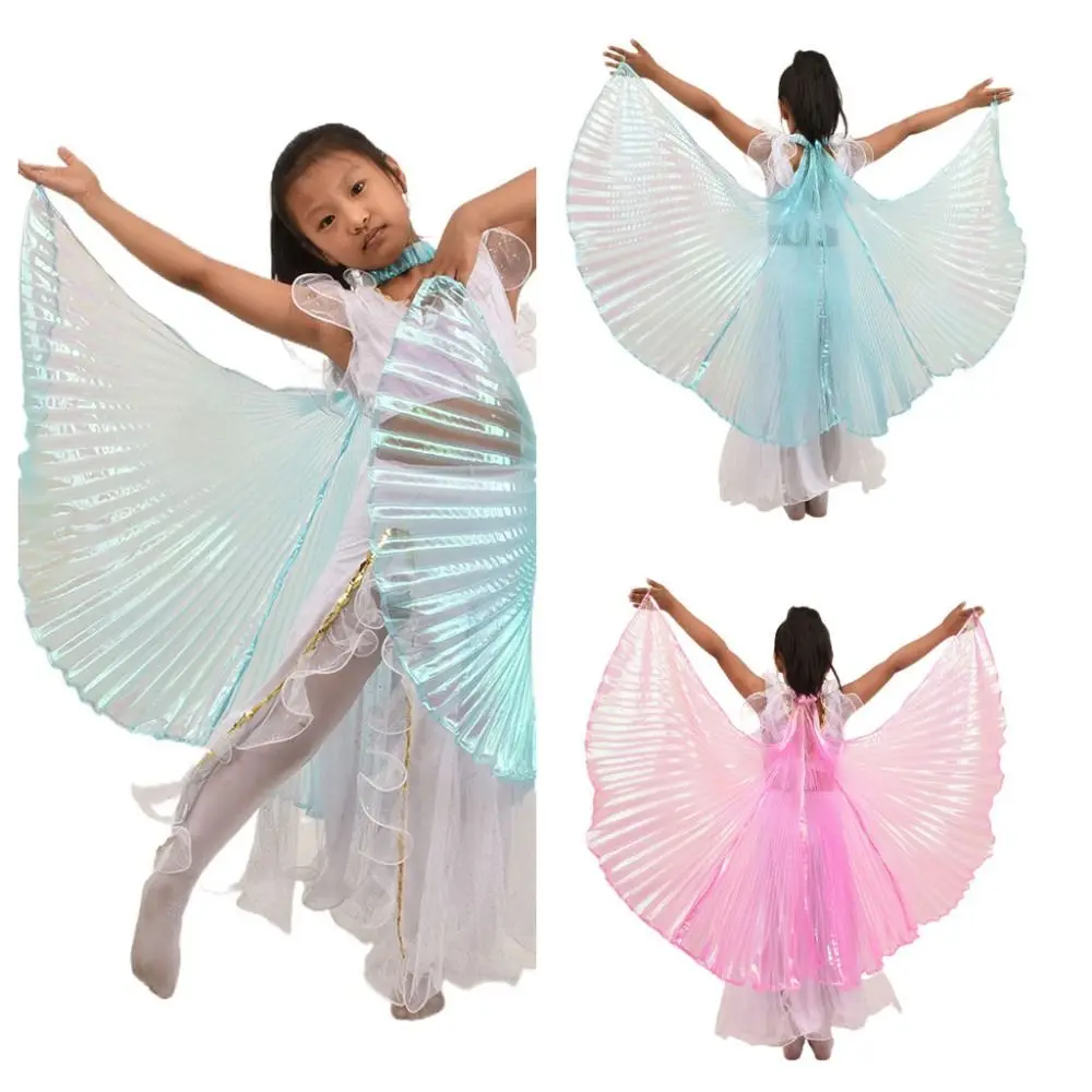 

65cm Belly Dance Wings Hanging Neck Shimmery Texture Dance Performance Props Transparent Color Pleated Cape Dance Costume Props