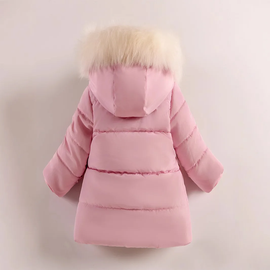 Autumn-Winter Style Girls' Cotton Coat Children's Autumn-Winter Coat Winter Parka with Large Fur Collar Warm Cotton Coat 2