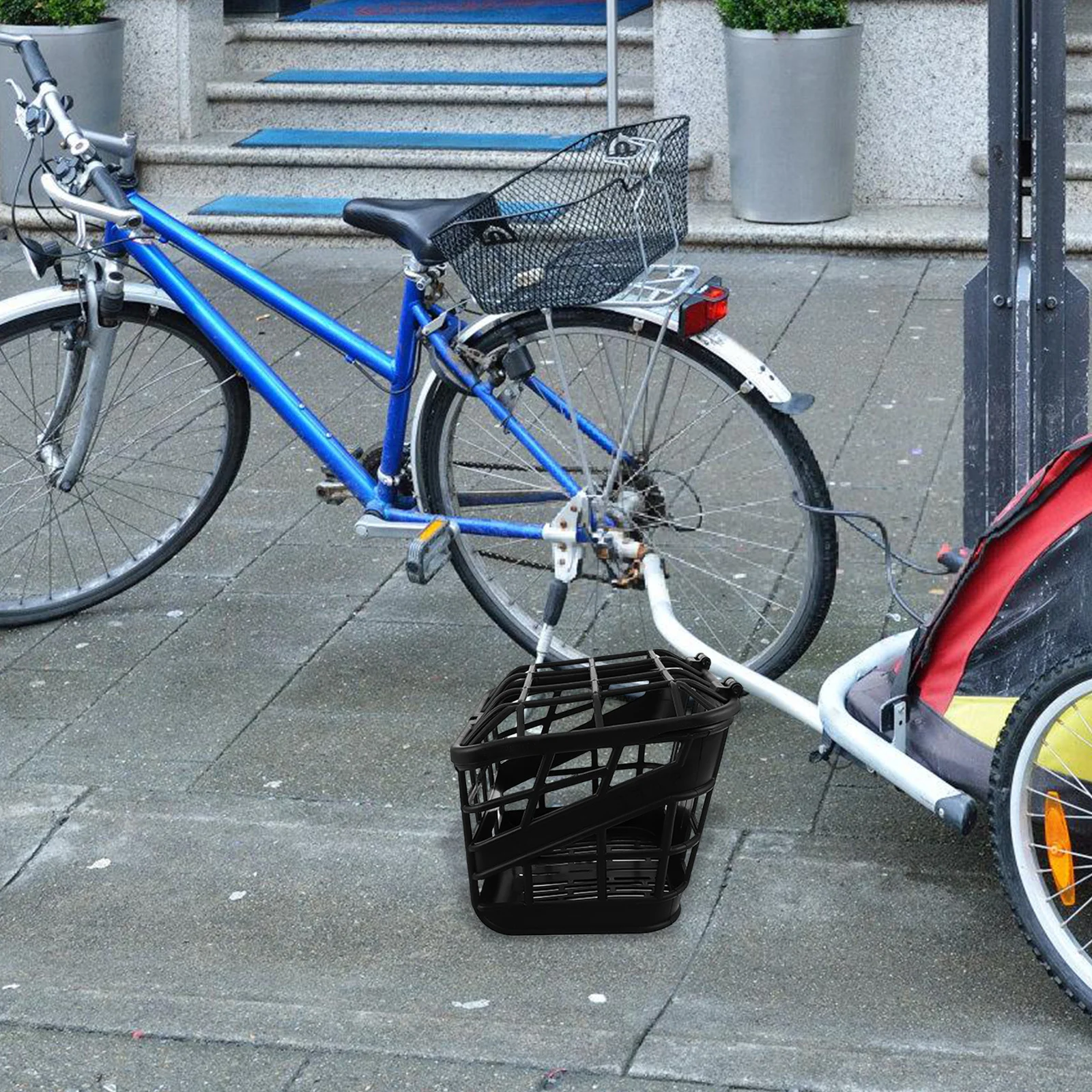 سلة أمامية للدراجة: سلة تخزين مقود بلاستيكية خفيفة الوزن وقابلة للفصل للتسوق والبقالة والتنقل وركوب الدراجات