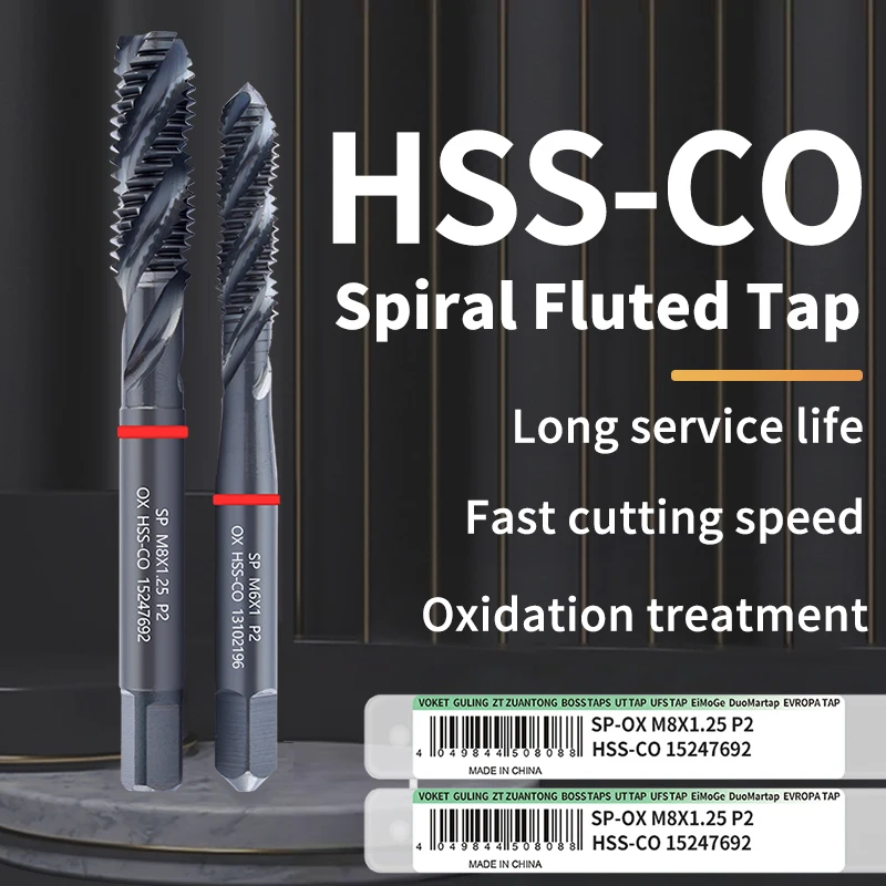 ZUANTONG HSS-CO Red Ring JIS Standard With OX Spiral Fluted Tap M2 M3 M4 M5 M6 M7 M8 M9 M10 M11 M12 Machine Screw Thread Taps