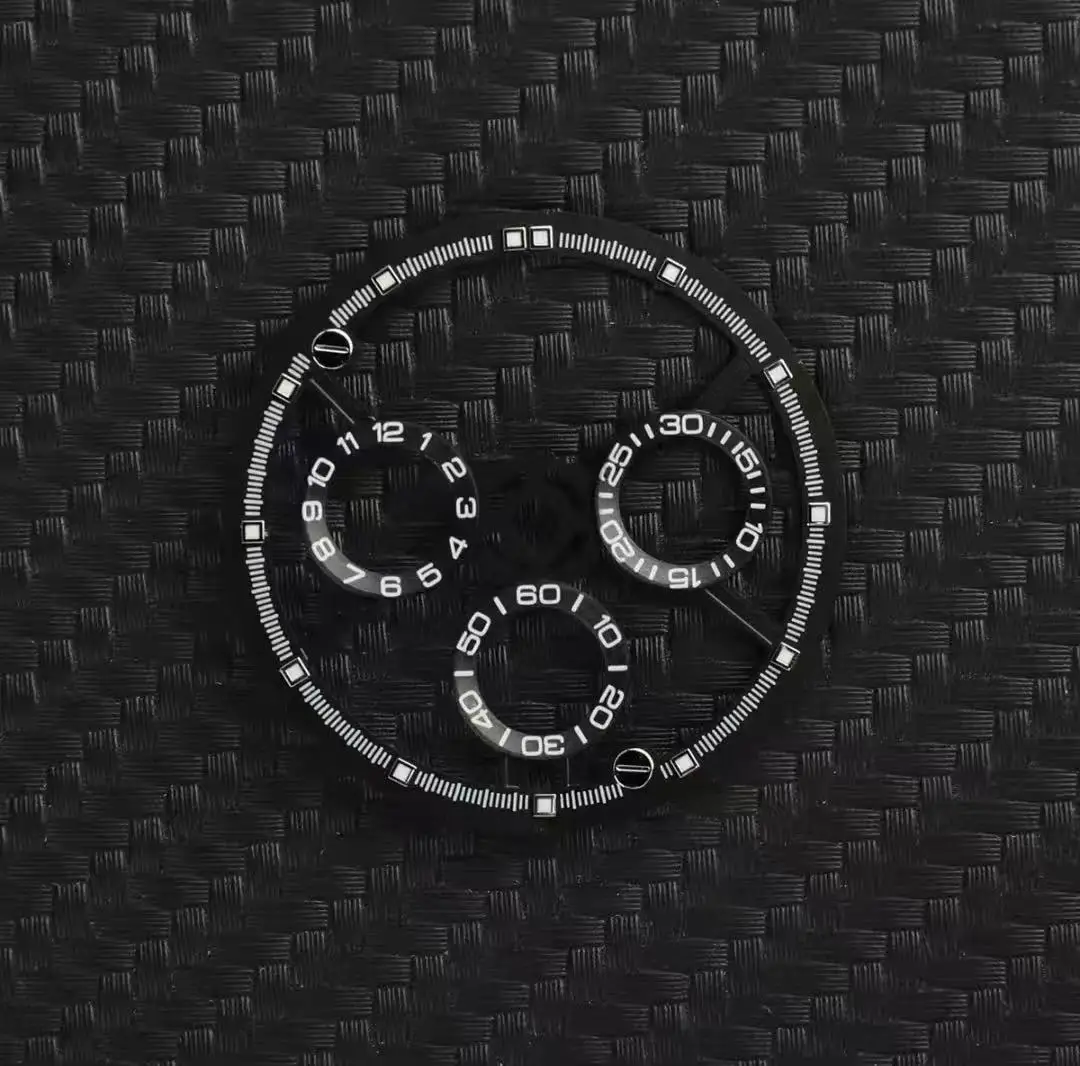 28.5mm Skeleton Watch Dial Blue Luminous for 4130 SL4802 Movement Chronograph Dial Fit 38mm Carbon Fiber Case Watch Parts