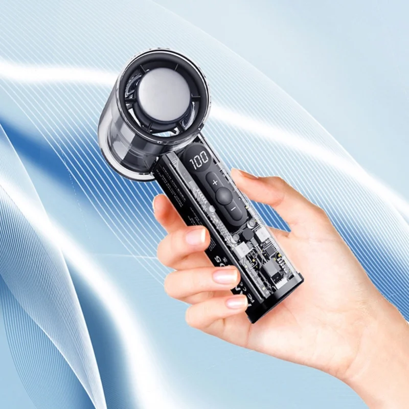Portable Handheld Fan High Speed Adjustable 100 Gears 3000mAh Battery Rechargeable Mini Pocket Fan With Metal Body Digital