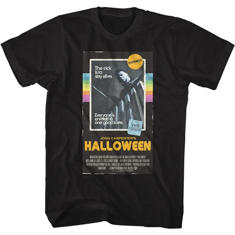 Funda de película de terror VHS de Halloween, el truco está para quedarse vivo, camiseta para hombre
