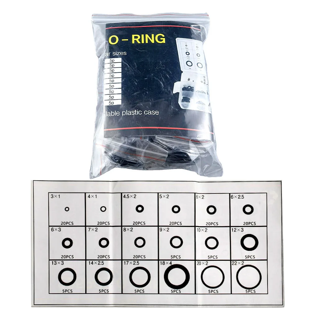 225 قطعة/الحقيبة المطاط الأسود يا الدائري تشكيلة غسالة طوقا ختم O-حلقة عدة 18 أحجام