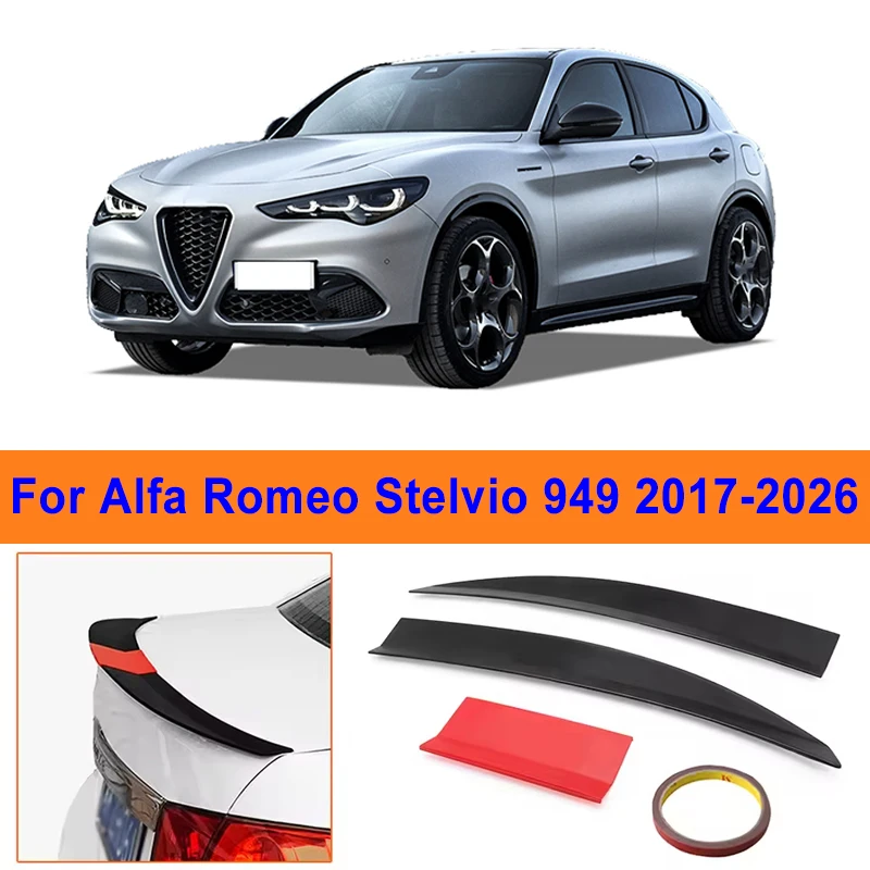 

For Alfa Romeo Stelvio 949 2017-2026 3-Section ABS Rear Trunk Spoiler 115-125cm Adjustable Sports Decor Top Wing Car Parts