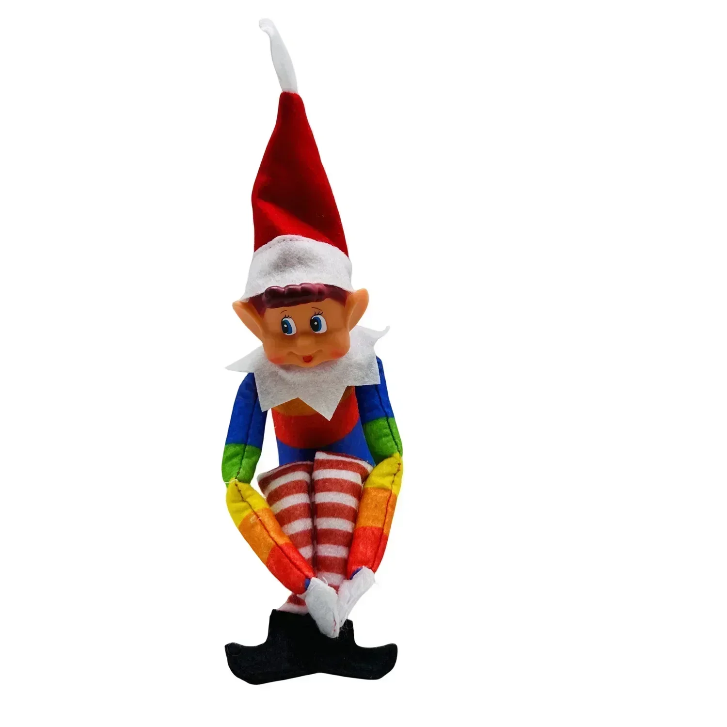 New Red Christmas Elf Doll Rainbow Ornament Christmas Decoration Novelty Naughty Boy Christmas Elf Christmas Gift for Kids