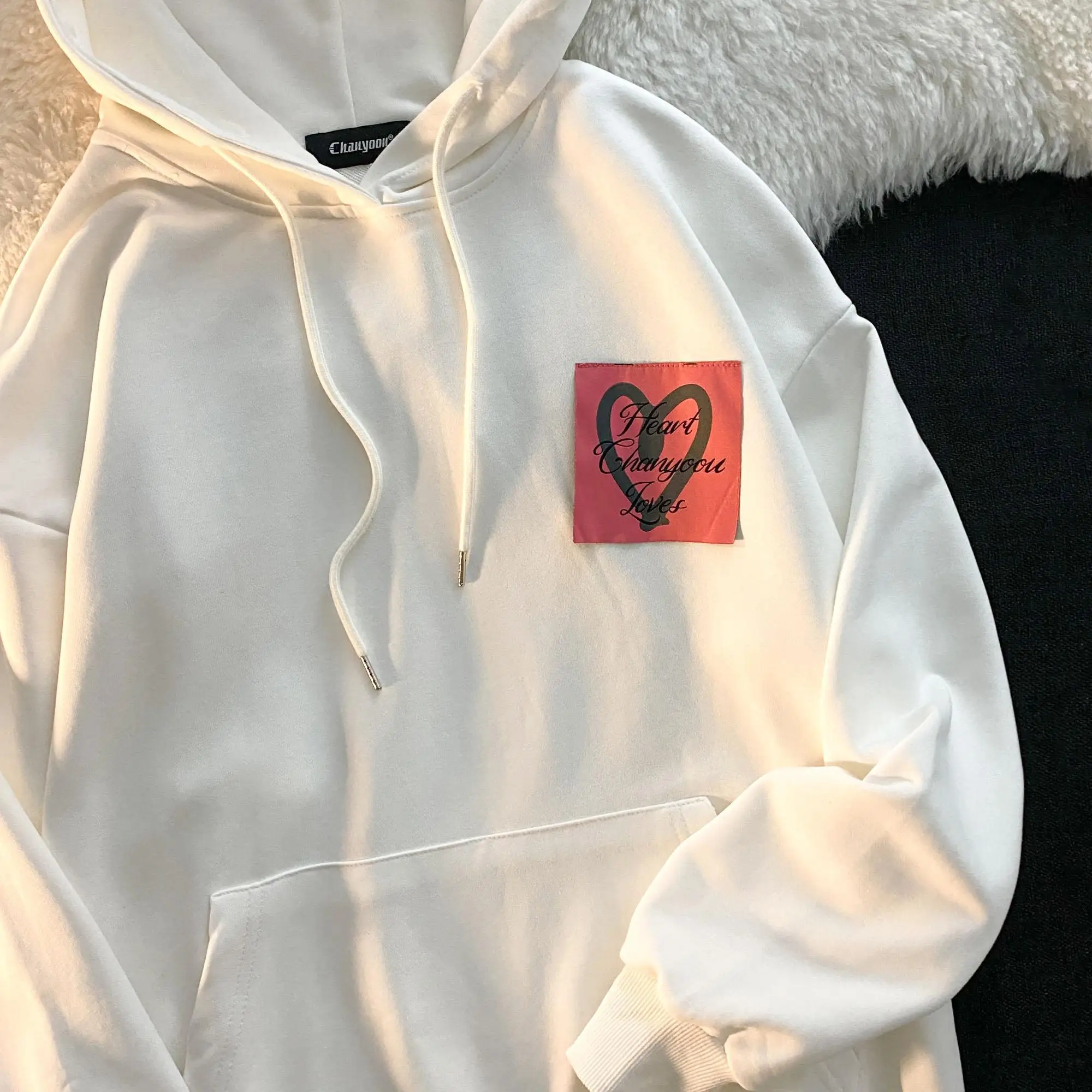 Y2k Red Love Post-it Zipper Hooded Sweater Blast Street Commuter Relaxed Design Feel Small Long Sleeve Jacket zip up hoodie