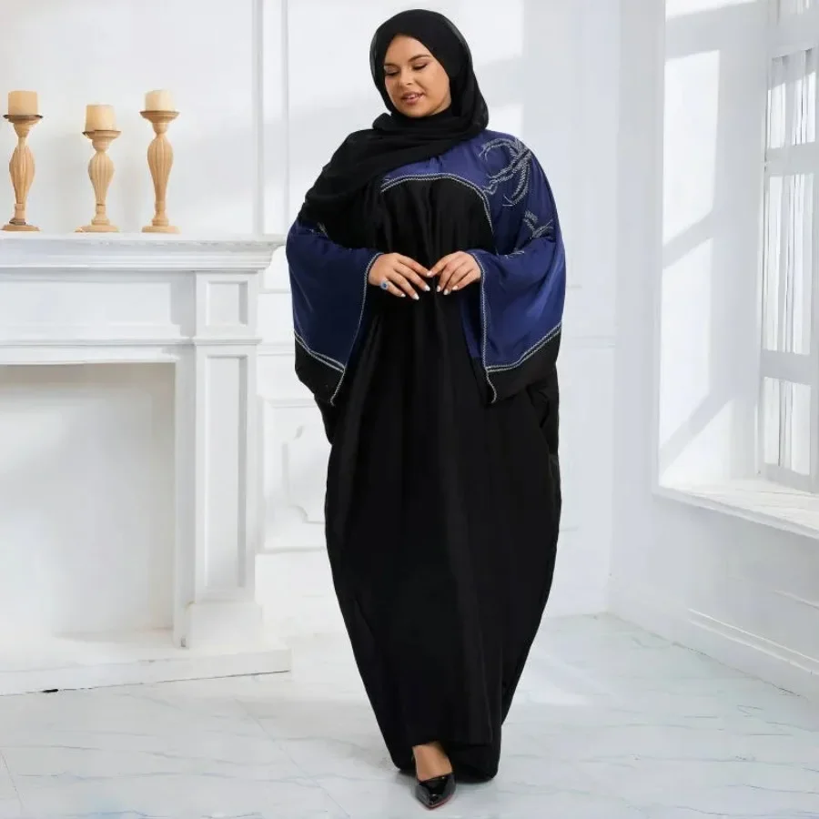 Loose Patchwork Diamonds Rhinestone Robes Abaya With scarf Stylish African Long Dress Dubai Turkey Luxury Elegant Muslim Kaftan