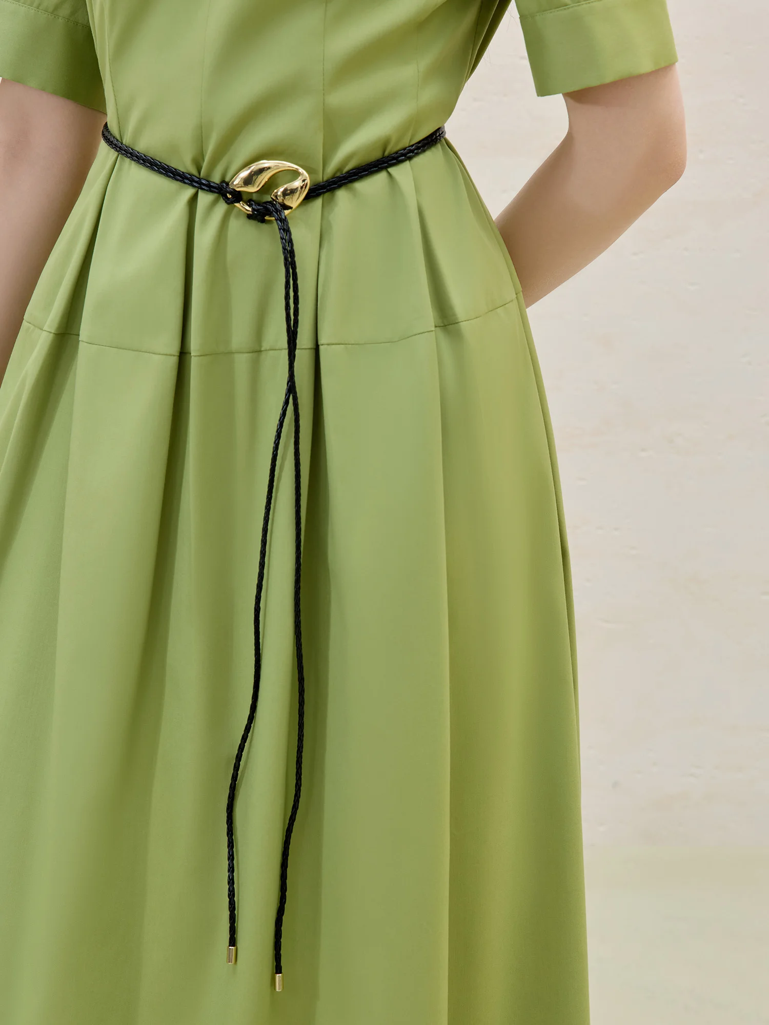 DUSHU Plus Size Dress 2025 Summer Metal Ring Detachable Belt Slimming Waist Chain Elegant Office Workwear Casual Chic 25DS82110