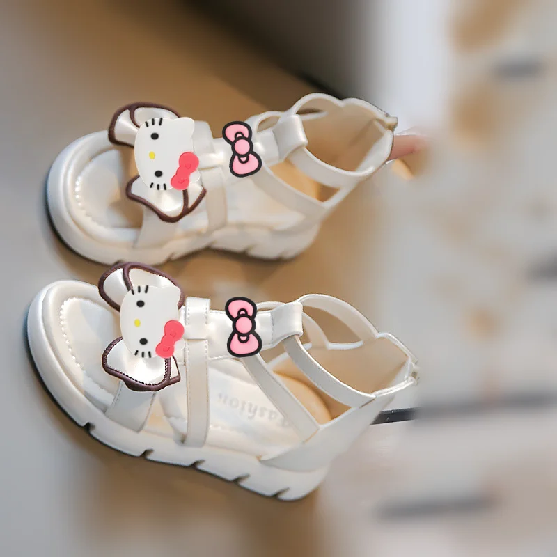 

Sanrio/обувь принцессы, детские студенческие тапочки, детские сандалии hello kitty для девочек, новая летняя модная пляжная обувь на мягкой подошве с открытым носком
