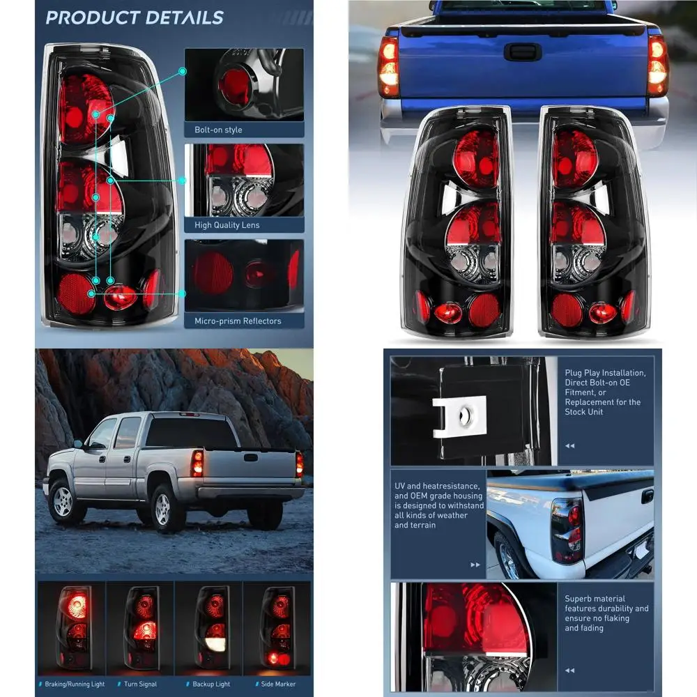 

Chevrolet Silverado 1999-2007 & GMC Sierra 1999-2002 Classic Style Black Tail Light Assembly with Clear Lens