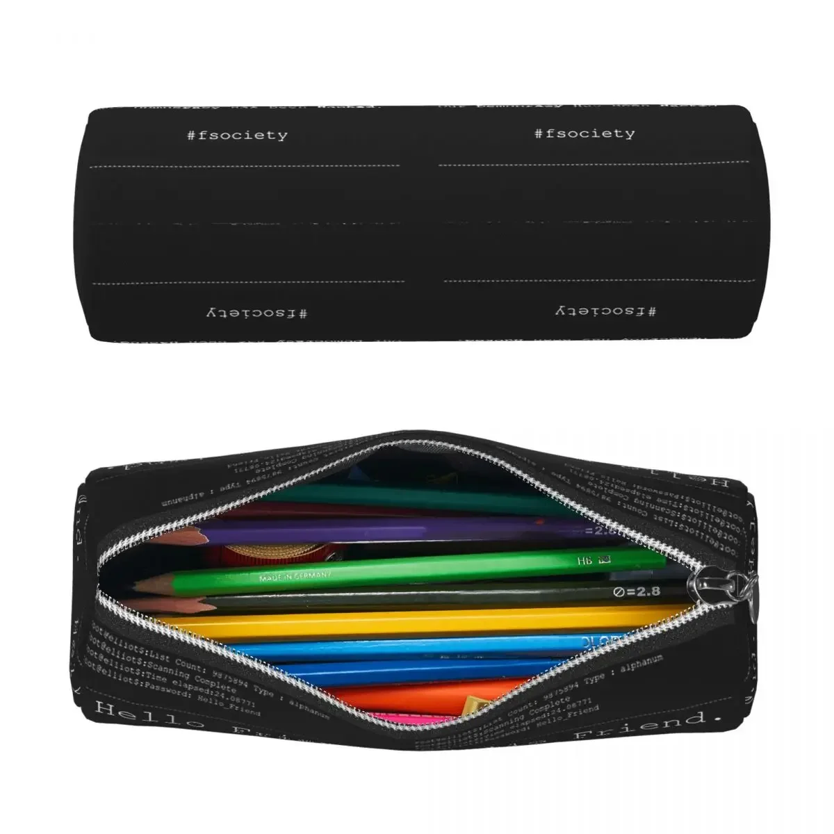 Mr Robot Hello Friend Fsociety Pencil Case for Kids School Cylinder Pen Box Pencil Bag Pencil Pouch