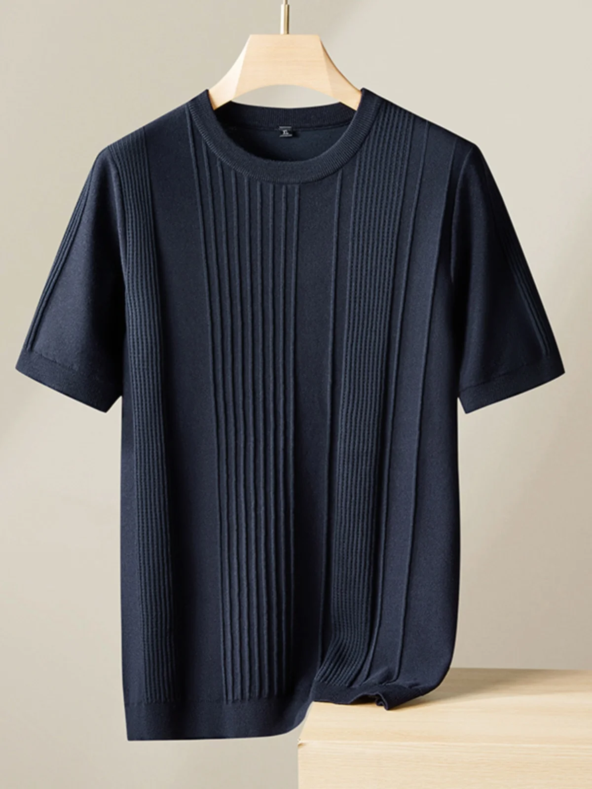 

plus Size Men's Knitted ort Sve T-irt Breathable Base irt Faion Urban Sle Korean Sle round Ne Regular Fit