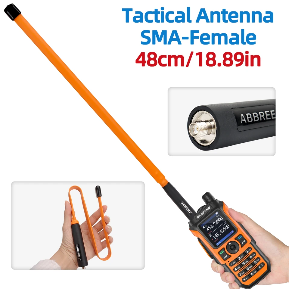 ABBREE Opvouwbare CS Tactische SMA-Vrouwelijke Connector Dual Band VHF UHF 144/430Mhz Antenne voor Baofeng UV-5R, UV-82, BF-F8HP, UV-5R V2 Plus, BF-F9 V2 Walkie Talkie (13/33CM